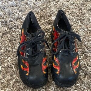 Harley Davidson Black Shoes with Red and Yellow Flame Design size 6